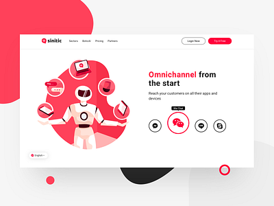 Omnichannel bot dashboard design icons illustration interaction robot ui ux web