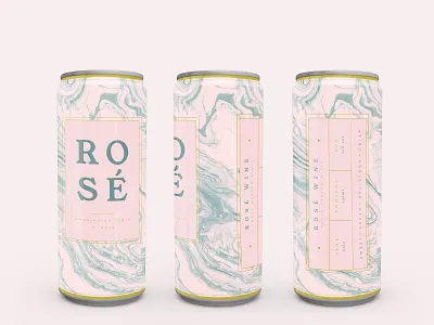 Rosé Wine Can Design can cans classic classical drink drinks elegant feminine gold label design labeldesign marble marble textures modern packaging pink rose sophisticated wine wine label