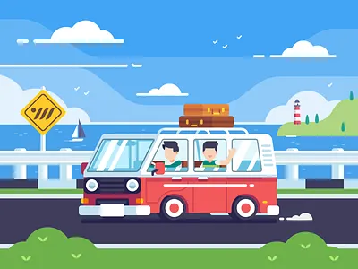 Holiday with OWW! beach flat grid holiday illustration seashore simple vector