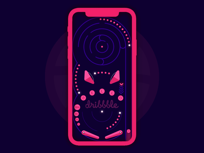 Pinball Player Dribble Debut animation app color concept creative cute dailyui 001 debut design graphic design hellodribble illustration mobile mobile first motion graphic pinball player ui uiux ux