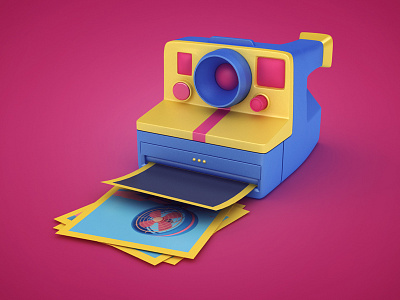 Polaroid 3d anime camera cartoon design icon polaroid render webshocker