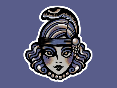 Flapper Girl sticker 1920 design drawing flapper hollywood illustration sticker tattoo