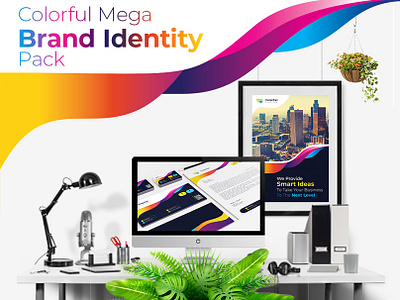 Colorful Mega Branding Identity Pack advertising branding business card corporate depth of field designsign elegant envelope freebie identity instagram letterhead mockup modern photorealistic presentation realism realistic social media stationery