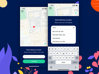 Food app - Location / Address 2d address app clean delivery design food food app foodapp form gps illustration landing location map mobile restaurant ui ux web