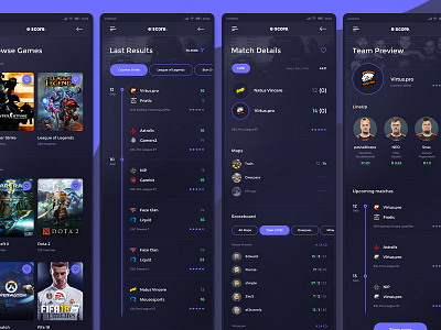 Escore - Esport Score Mobile App #5 app applicaiton design esport game gaming interface mobile phone score ui ux