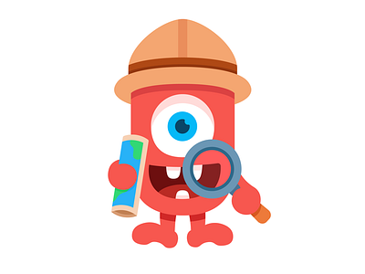 Little monster explorer character cute explorer illustration magnifying glass map monster monster club spyglass travel