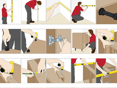 Better Kitchens Ltd1 diy how to instructional illustration technical illustration technical illustrator vector art