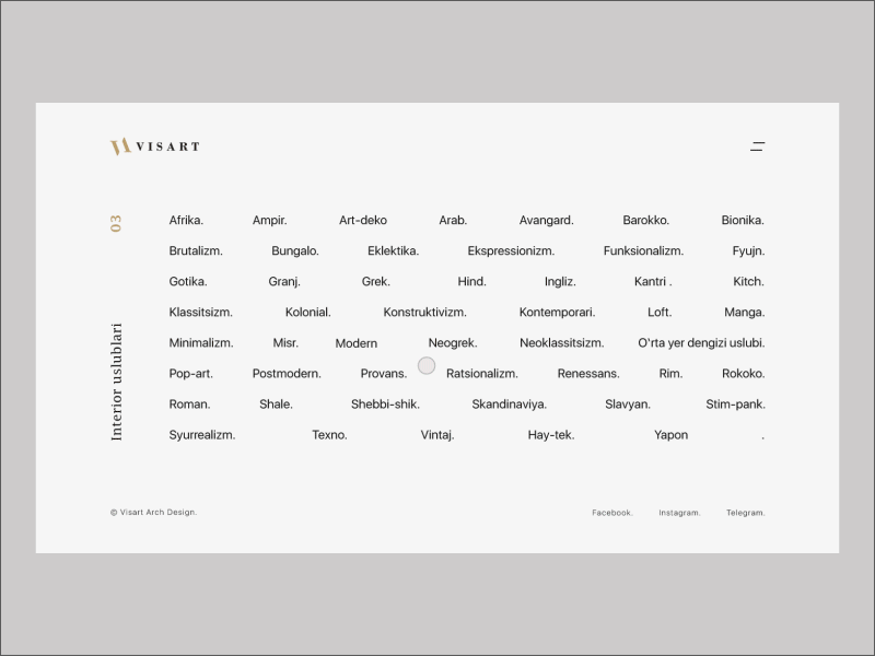 Visart _ Stylepage animation architechture ui ux visart web webdesign