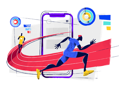 Run to Release Illustration app design athlete athletics character design design studio digital art fast flat illustration graphic design illustration illustrator interface mobile runner sport ui ux vector art