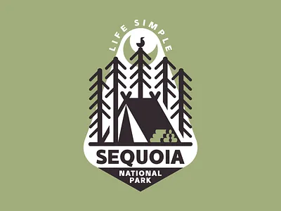 Sequoia National Park badge camping green illutstration mountain nature park retro sequoia texture tree trekking vector