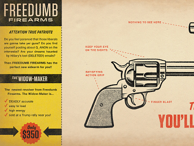 Freedumb Firearms Ad 2 distressed halftone illustration retro texture vintage