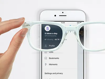 Dark mode glasses. 5ideasaday app creative darkmode design idea twitter ui ux