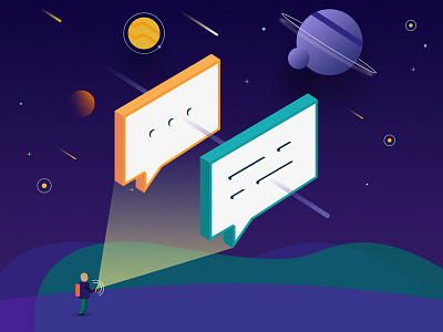 Conversational Interfaces conversation illustration planet shapes space