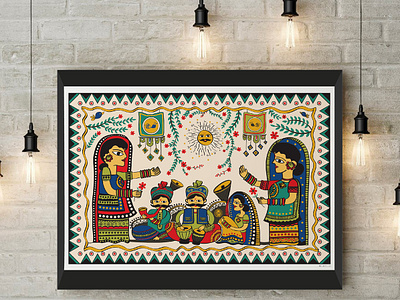 vector madhubani illustration vector