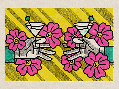 Summer's Over alcohol cocktails editorial illustration halftone hands illustration ipadpro photoshop texture