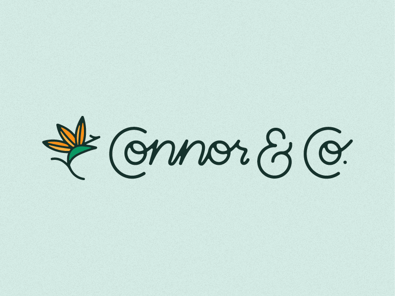 Connor & Co. badge birds of paradise brand brand identity crest event floral florist flower logo mark wedding