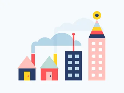 More on that building city environment experience graphic design illustration midcentury mood shapes style ui visual design