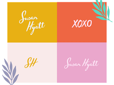 Susan Hyatt Logo Concept color concept dead gold leaf logo pink plant type typogaphy unused xoxo yellow