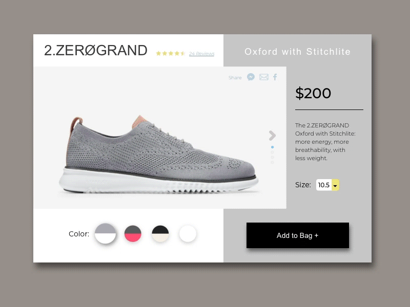 Daily UI Challenge #012 E-Commerce Shop 012 animation cart colehaan dailyui e commerce ecommence interaction shoe shop shopdesign ui