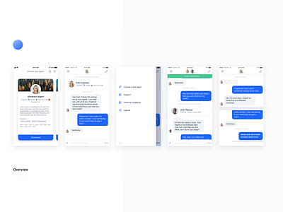 Customer feature overview chat design grid interaction ios layout message mobile onboarding shadows ui