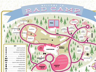 RAD Camp Map camp camping design direction geography illustration key map map design national park national parks nature outdoors trees typography