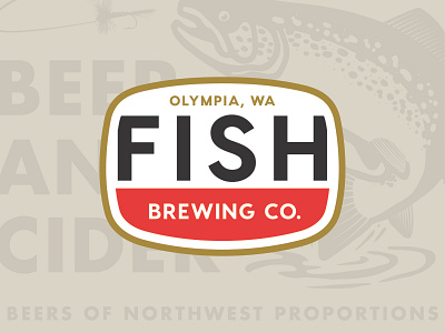 Fish Brewing Co badge beer cider fish fishing fly fishing northwest washington