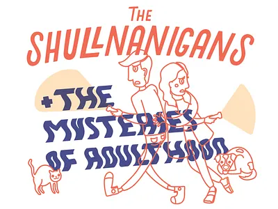 Shullnanigans - Color 2 blue digital family illustration lettering line art orange