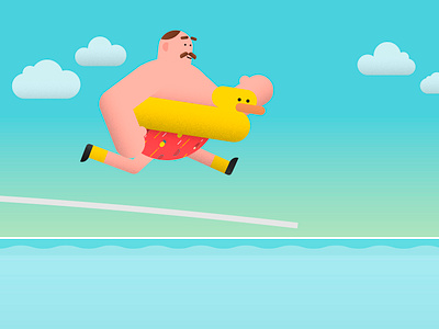 Summer! art artdirection beach character flat illustration illustrator man pool summer