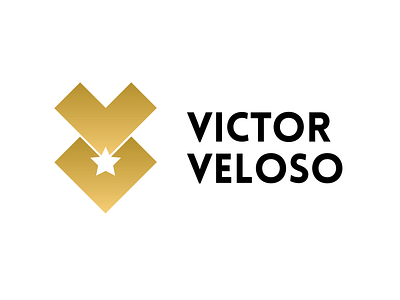 singer's brand Victor Veloso brand brasil geometic gold logo music sertanejo star v