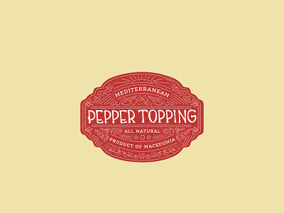 Vintage Inspired Label handdrawn handdrawnlettering illustration label mediterranean ornate packagedesign packaging pepper sauce topping typography vintage