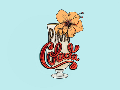 Piña Colada color digital drink lettering procreate series type