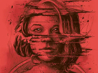 Noise Girl calm dark distortion ebm eyes illustration industrial kosice music noise reduce tabacka