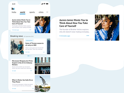 Newsfeed app in cards form app design hindustan times ht iphone iphone x iphonex news news app newsfeed sketch ui