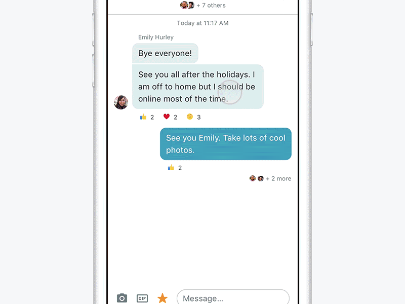 Reactions and message details animation app chat emoji ios messaging mobile principle reactions ui ux