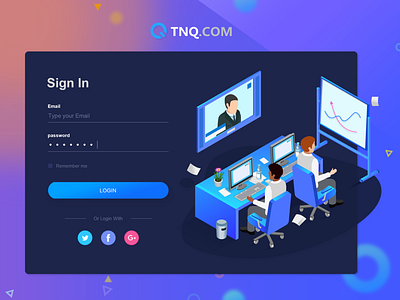 TNQ Dashboard Login Page 2.5d blue darkdashboard dashboard illustration isometric login signin ui ux