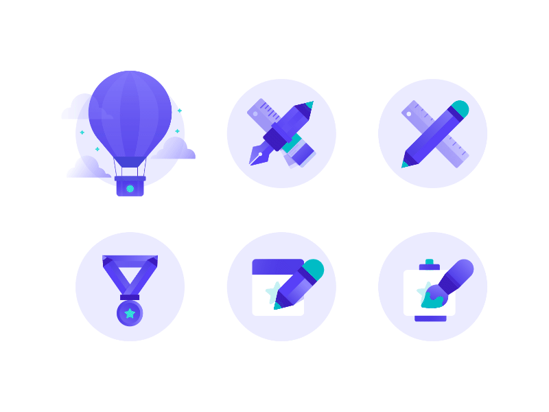 Course Icons art canva design flat icons illustration ui vector web