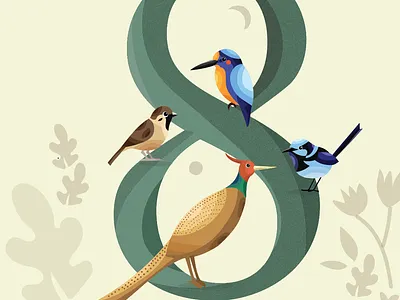 Soul Birds from Japanese Mythology 8 adobe art bird illustration birds colors design digital art eight illustration logo numbers stories typography ui wacom