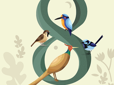 Soul Birds from Japanese Mythology 8 adobe art bird illustration birds colors design digital art eight illustration logo numbers stories typography ui wacom