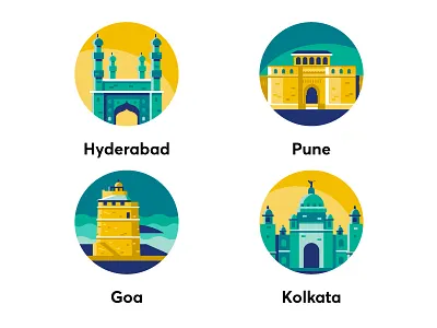 City Illustration Set - Treebo App app branding city design geometry icon illustration minimal treebo ui ux vector web