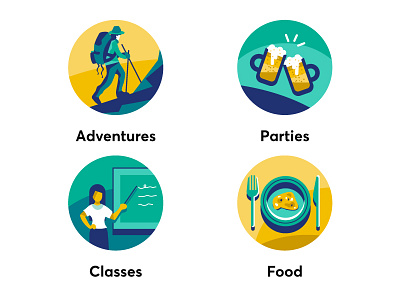 Illustration Set - Events High App by Treebo app branding design events geometry icon illustration minimal treebo ui ux vector web