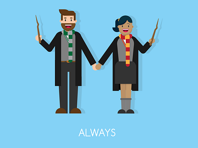 Flat Design Commissions commission couple custom design flat harry harrypotter potter print wand