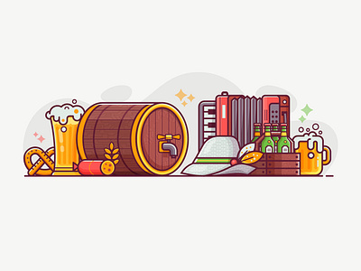 Beer Festival Concept beer brewing craft fest festival flat design german line art oktoberfest