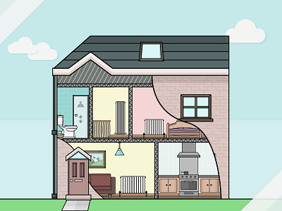 House Heating Illustration design heating home house illustration illustrator info graphic photoshop