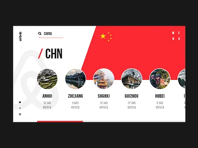 Airbnb Website Redesign Cocnept airbnb booking china creative red search search bar tour travel typography ui ux web web design web site