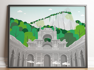 Parque Lage architecture brasil brazil building digital green grey historical illustration illustrator mountain park rio rio de janeiro shadows texture travel trees viaje