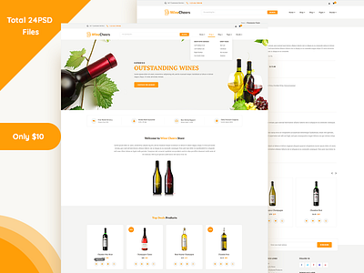 Winecheers bars breweries e commerce online wine pubs template theme vineyards website wine shop woo commerce