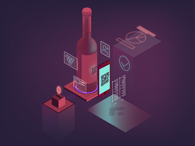 illustration for a startup blockchain grid ico illustration illustrator isometric token vector wine