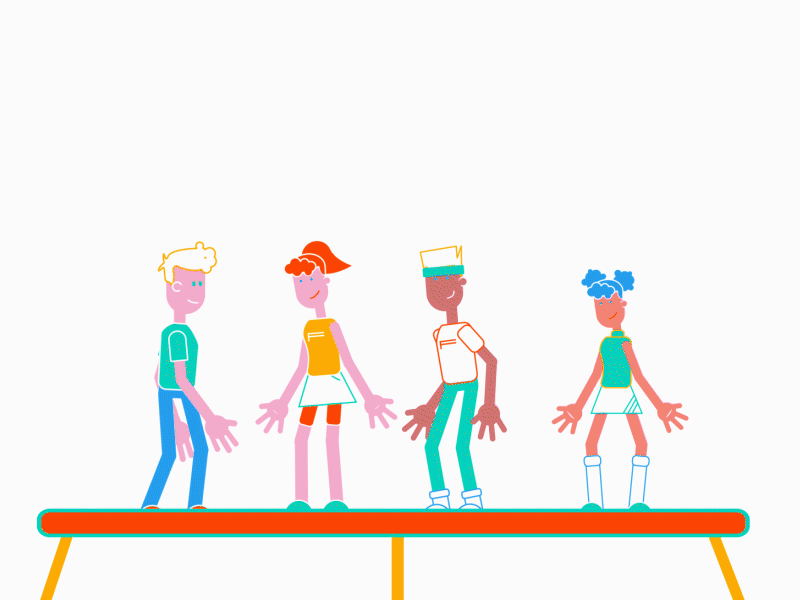 Dribbble characters design gif illustration illustrator jump jumping trapoline