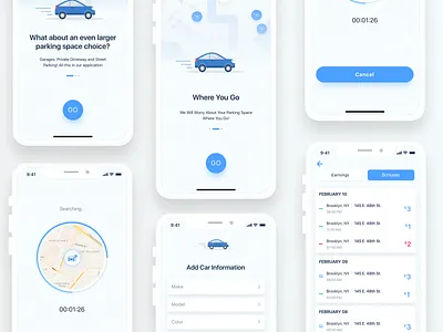 Find your parking space app car illustration sketch ui