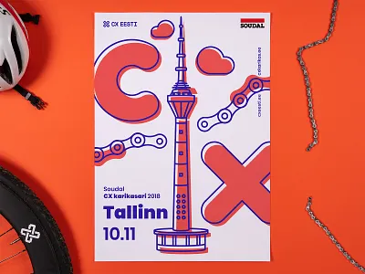 CX 2018 architecture bicycle bright chain contrast cute design graphics illustration minimal photo poster red set